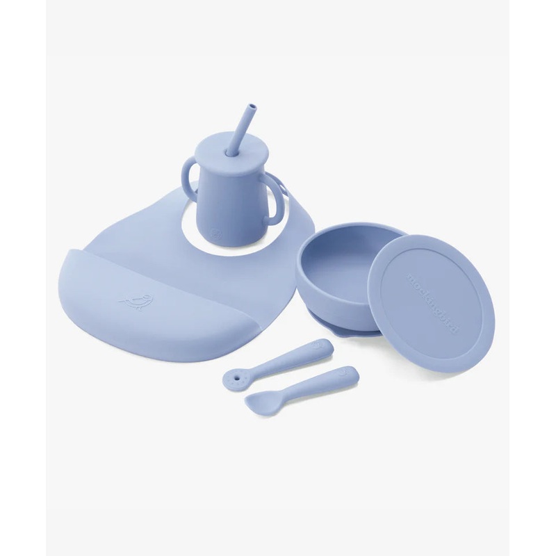 Mockingbird Early Eaters Dishware Set, Sky Blue