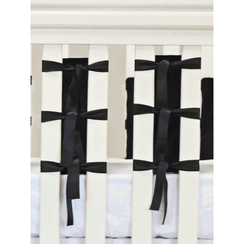 Oliver B Ventilated Slat 20 Pack Bumpers in Black Minky and Satin Black Ties