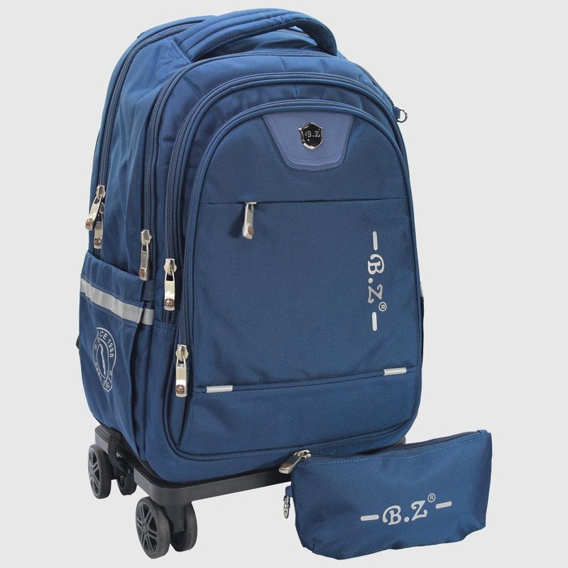 Navy 18 Inches Trolley Backpack + Pencil Case