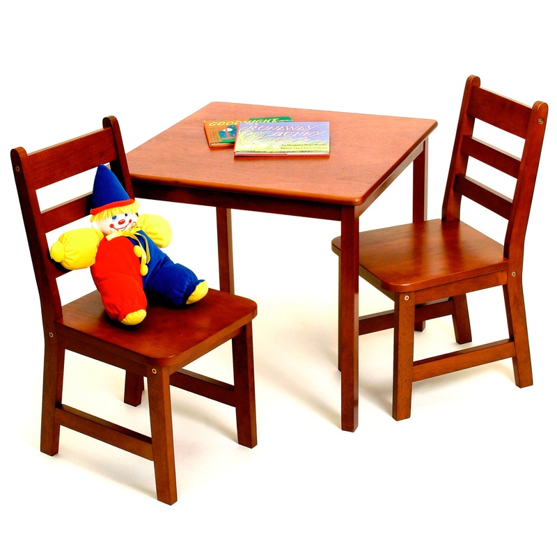 Lipper International Child’s Square Table & Chairs, 3-Piece Set – Cherry