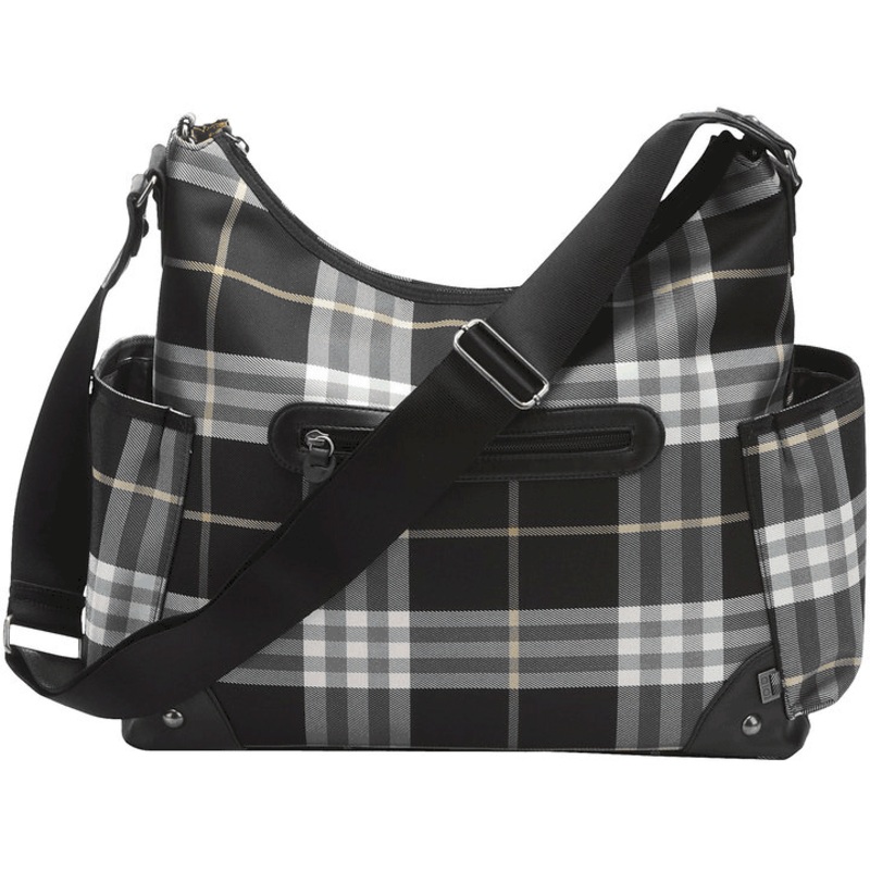OiOi Black Check Hobo Diaper Bag