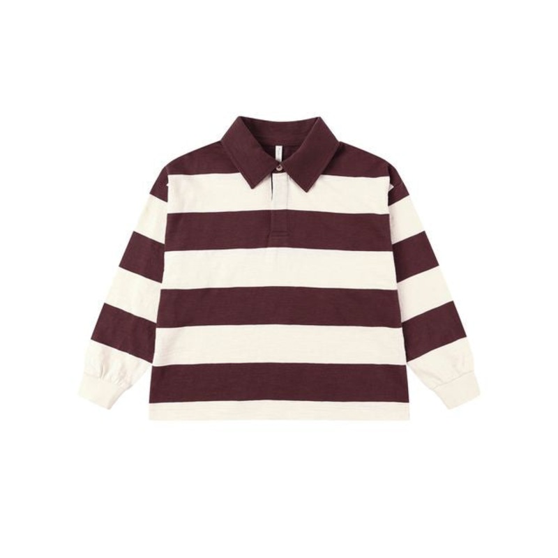 Rugby Polo – Burgundy Stripe
