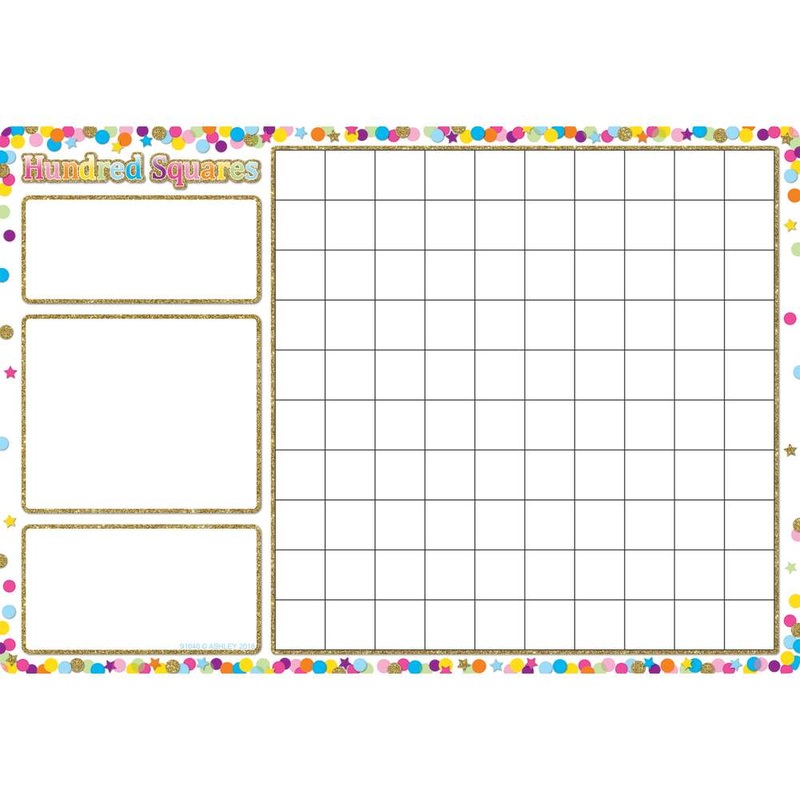 Smart Poly Chart 13″X19″, Confetti Hundred Squares
