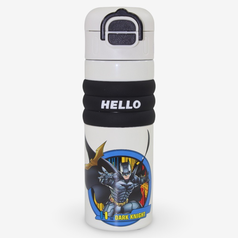 Stainless Steel Water Bottle  Batman Design  White