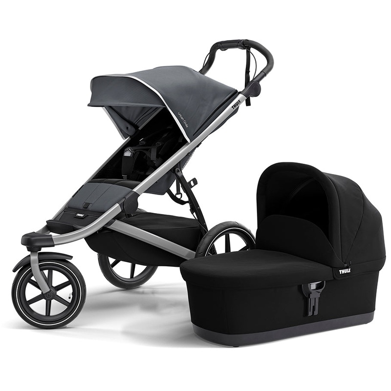 Thule Urban Glide 2 Single Jogging Stroller + Bassinet Bundle – Dark Shadow / Black