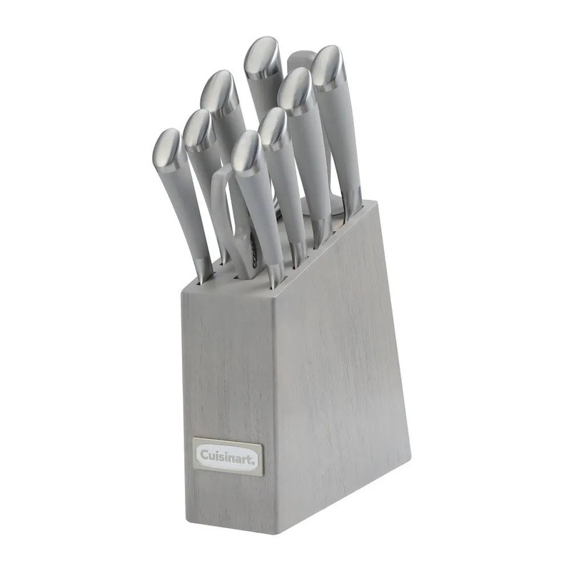 Classic 11-Piece Color Soft Touch Stainless Steel Cutlery Block Set – Gray