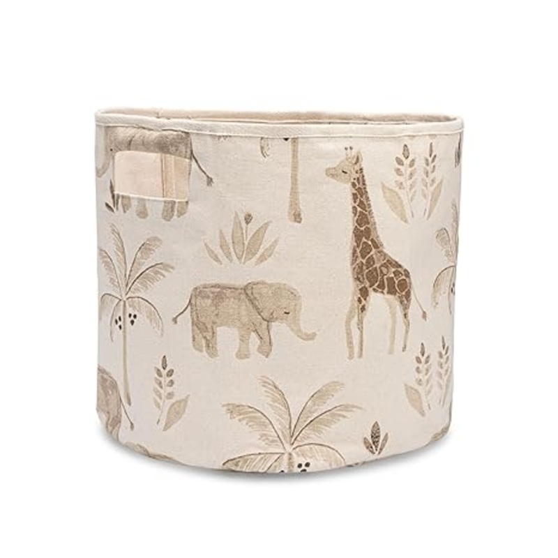 Crane Baby Cotton Canvas Storage Bin, Safari Animal