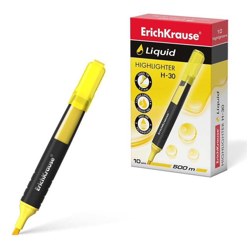 Highlighter ErichKrause Liquid H-30, ink color: yellow