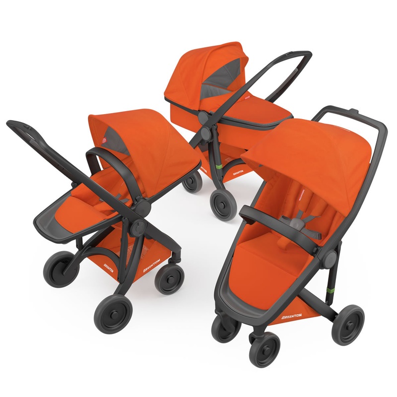 Greentom 3 in 1 Stroller – Black/Orange
