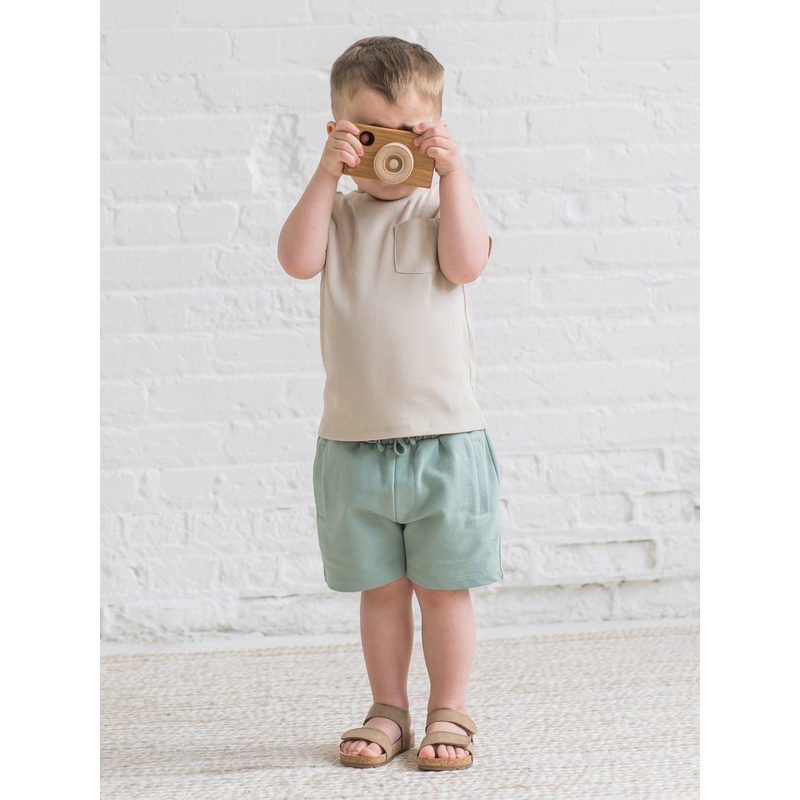 Organic Lou Ribbed Short Sleeve Pocket Tee – Oat