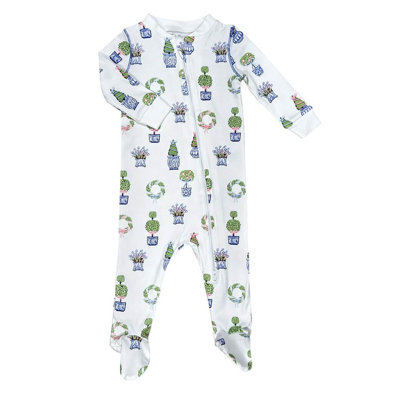 Zipper Footie – Spring Topiaries
