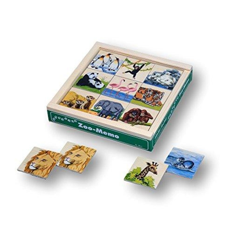 Atelier Fischer Wooden Zoo Memory Game in Wooden Box (48 Tiles / 24 Pairs)