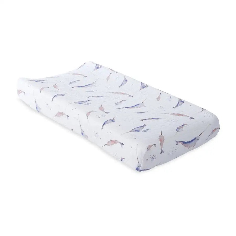 Little Unicorn Muslin Changing Pad Cover – Narwhal