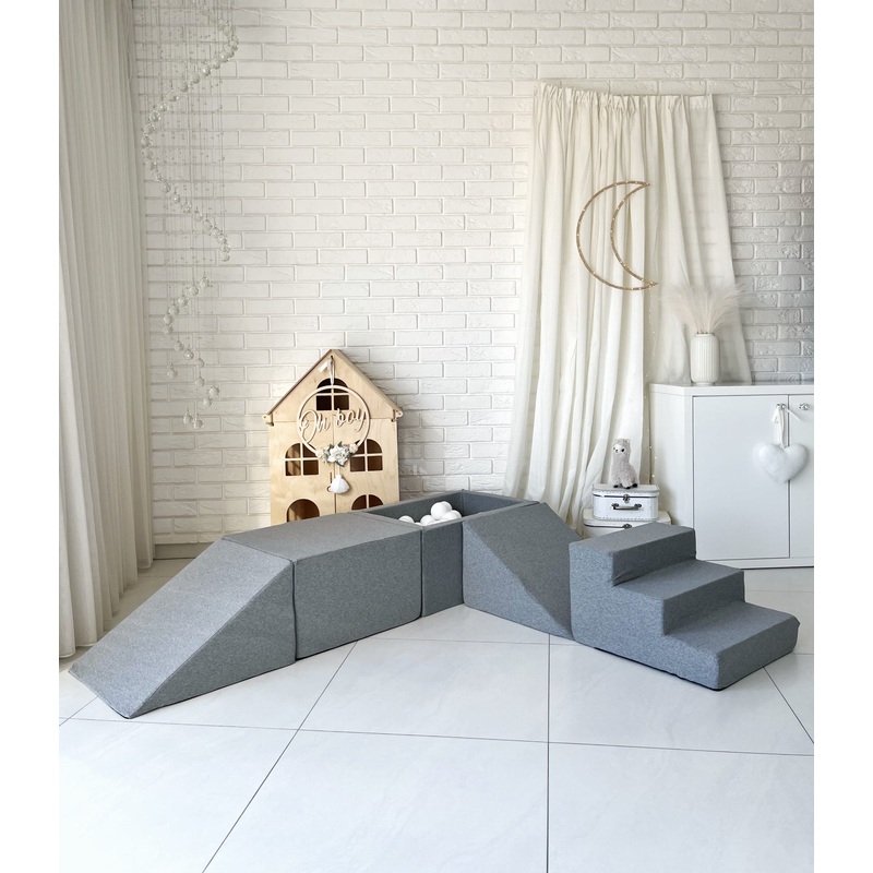 Monio 5 Piece Foam Soft Play & Mini Ball Pit – Dark Grey