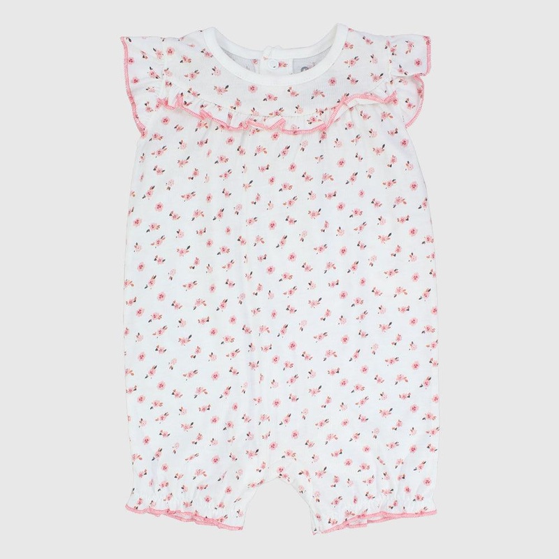 Tiny Flowers Ruffled Shoulders Sleeveless Romper