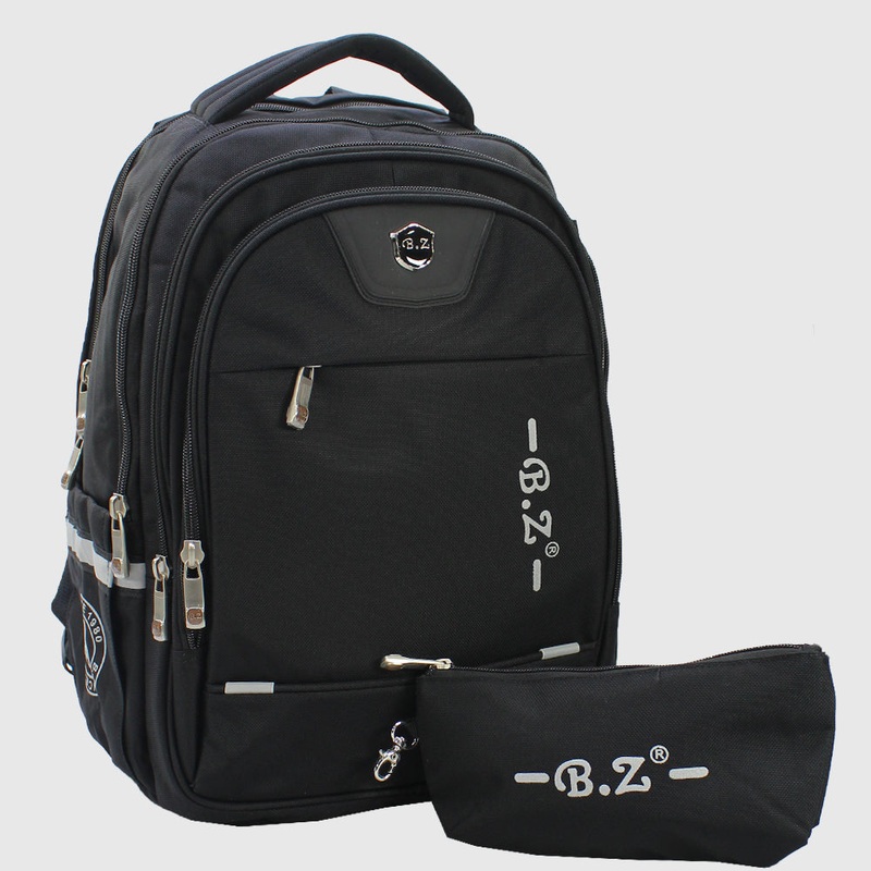 Black 18 Inches Backpack + Pencil Case