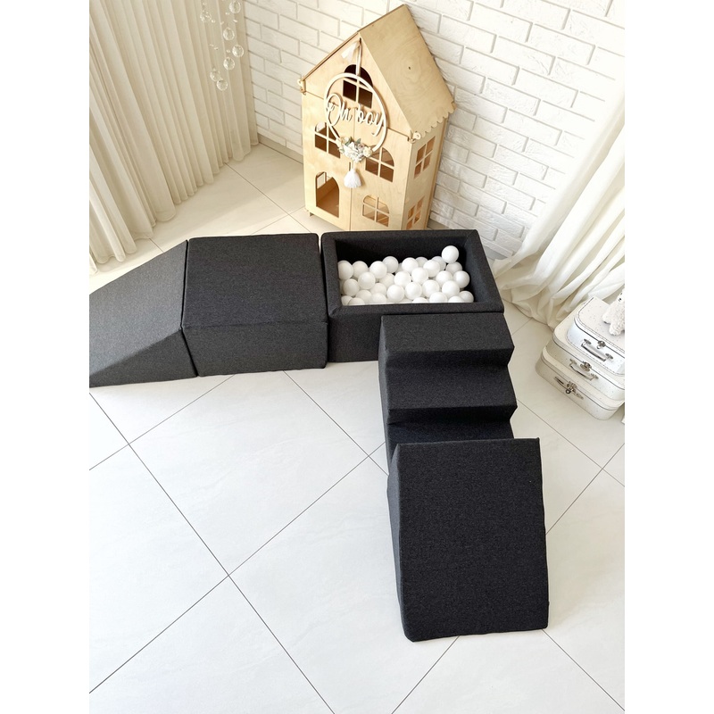 Monio 5 Piece Foam Soft Play & Mini Ball Pit – Graphite