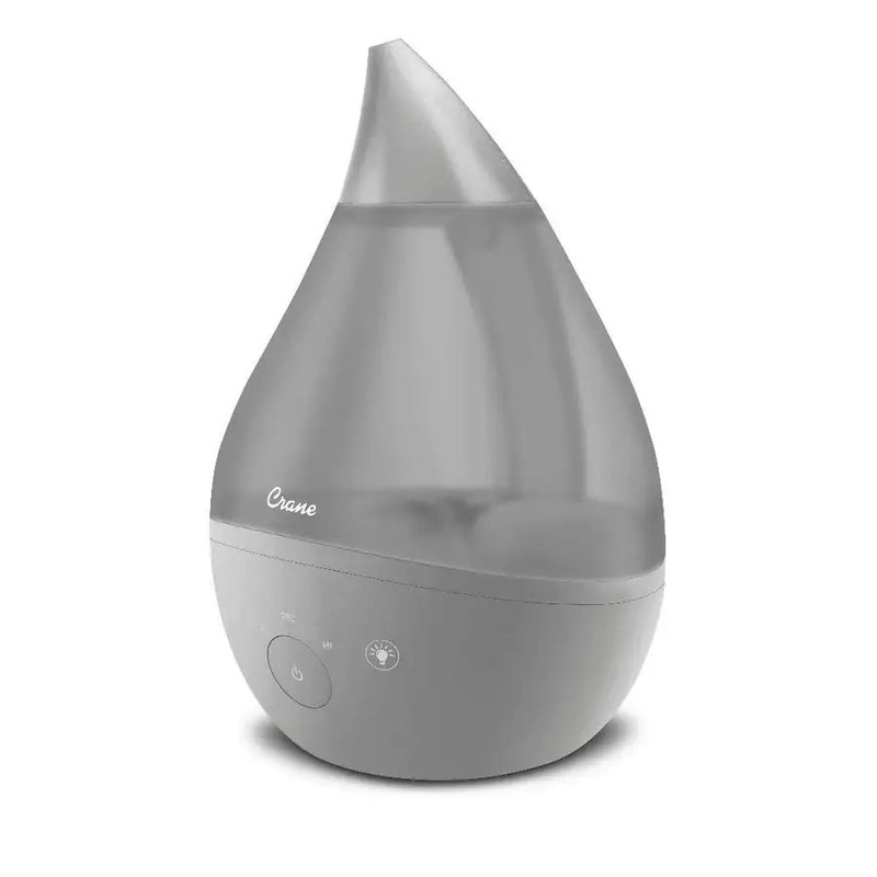 Crane 4-in-1 Filter Free Top Fill Drop Cool Mist Humidifier w/ Sound Machine – GREY