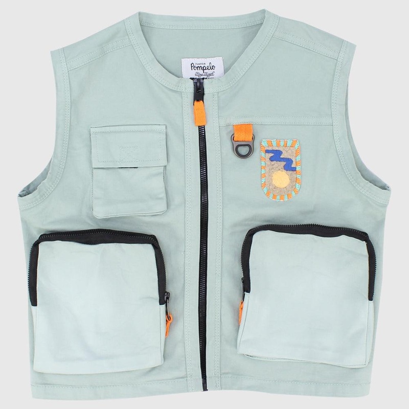 Front Zipper Gabardine Vest