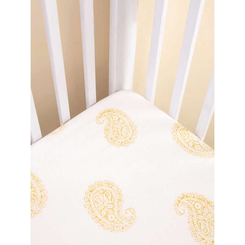 Mustard Paisley Fitted Crib Sheet