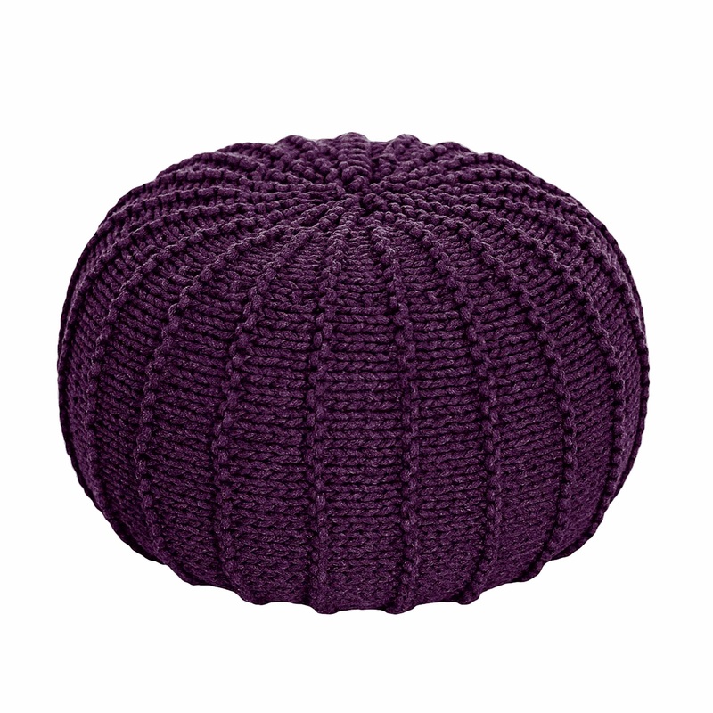 Knitted Pouffe, Small | AUBERGINE