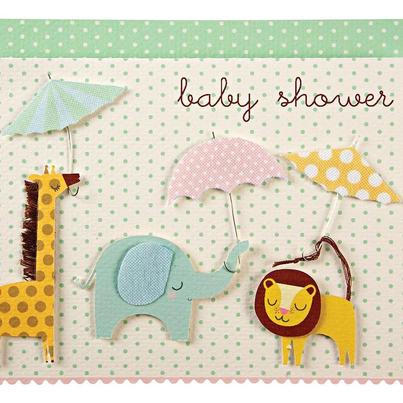 Meri Meri – Animals & Umbrellas Baby Shower Card
