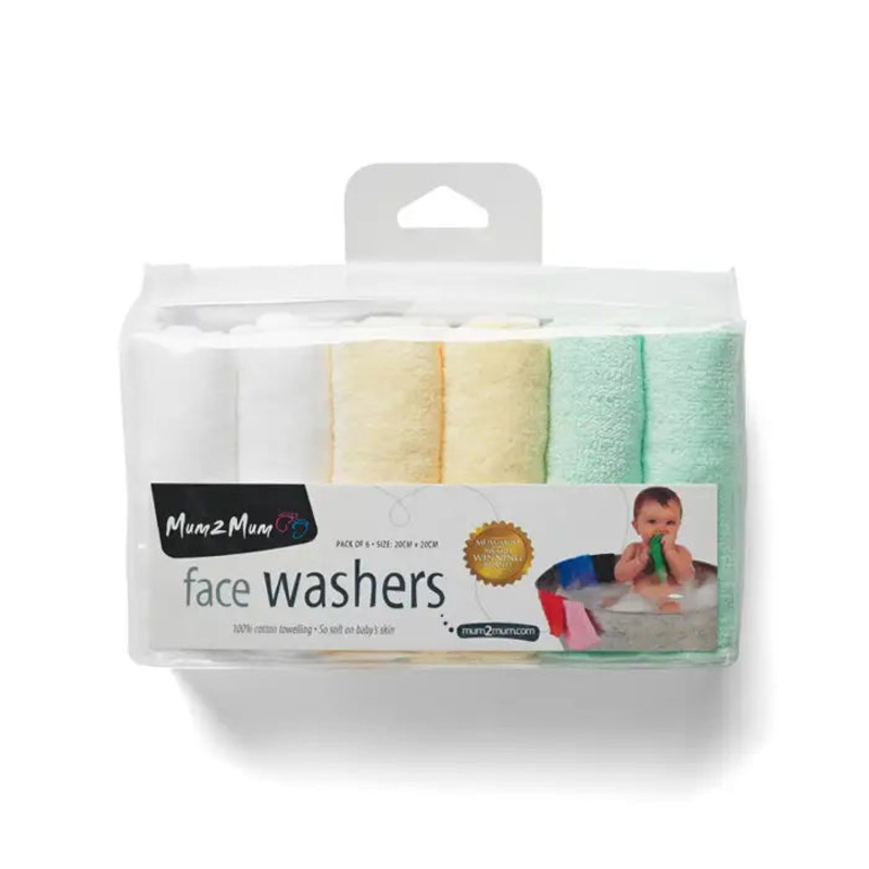 Mum2Mum Face Washers (Pack of 6) PASTEL