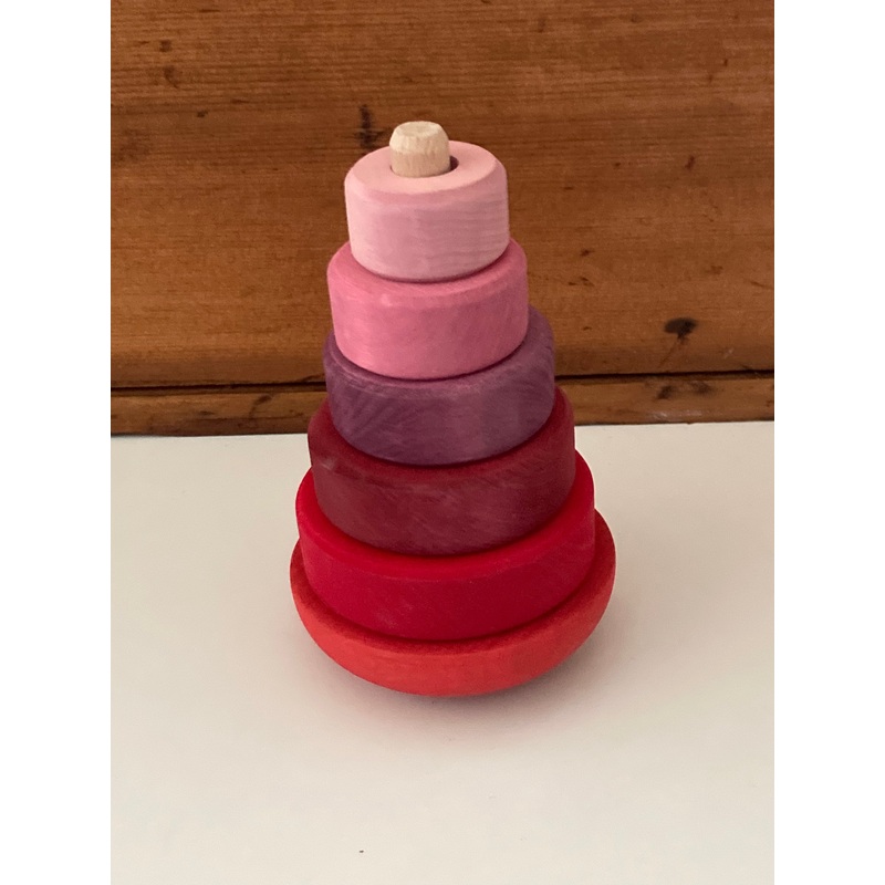 Wooden Toy, Baby – Grimm’s STACKING WOBBLY TOWER, 6 pieces!