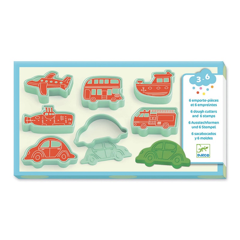 DJECO Vehicles – 6 Press Moulds and Stamps For Young Children