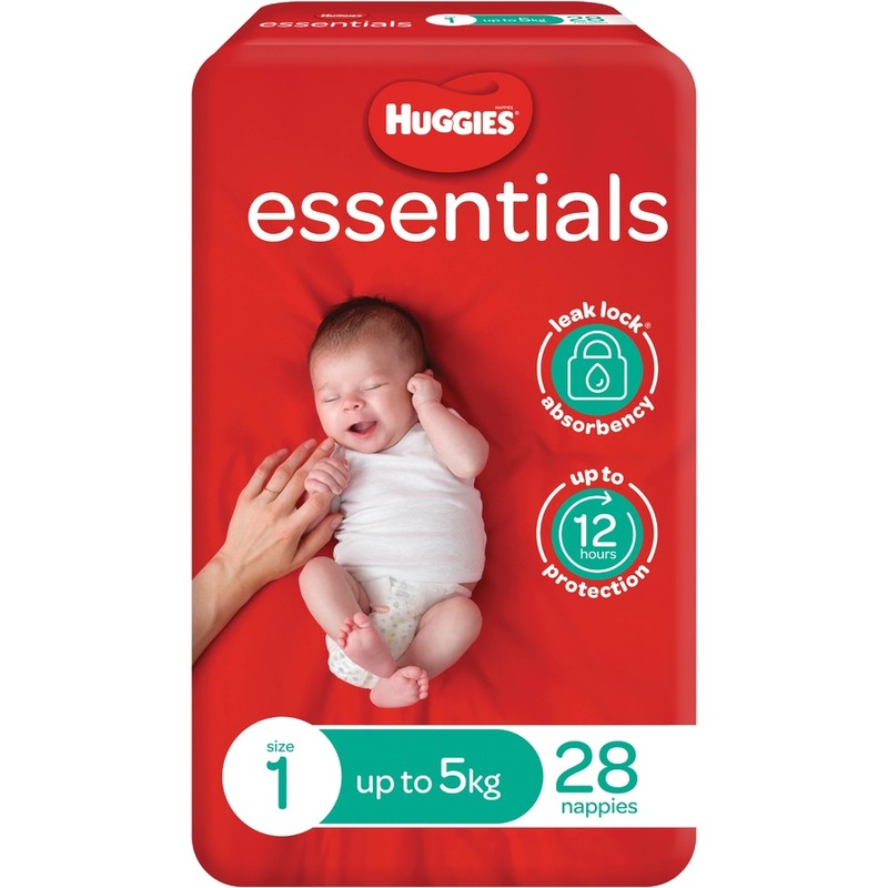 Huggies Essentials Nappies Size 1 (up to 5kg) 28 Pack