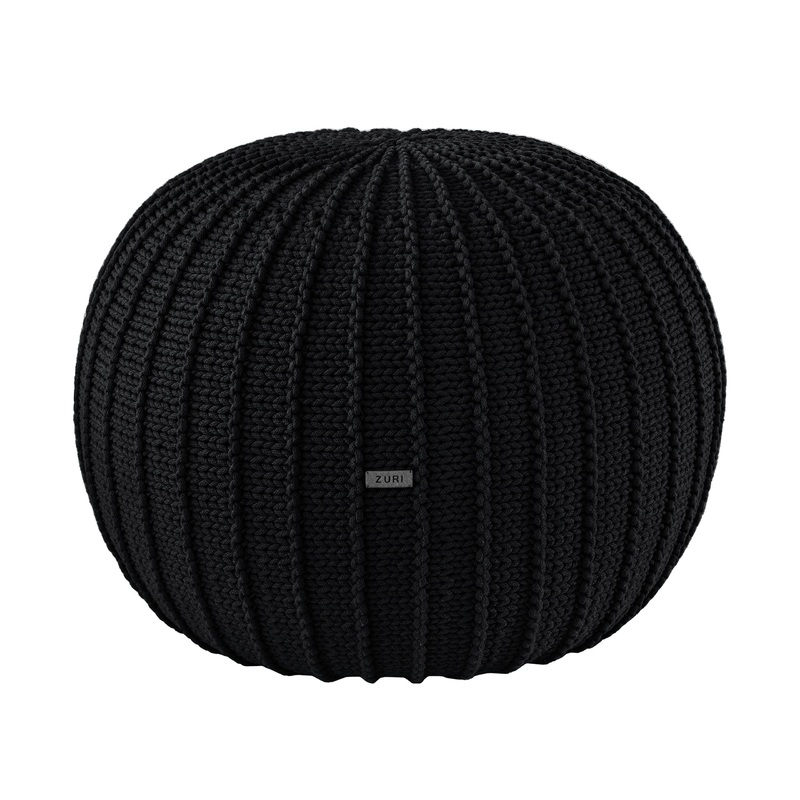 Knitted Pouffe, Medium | BLACK