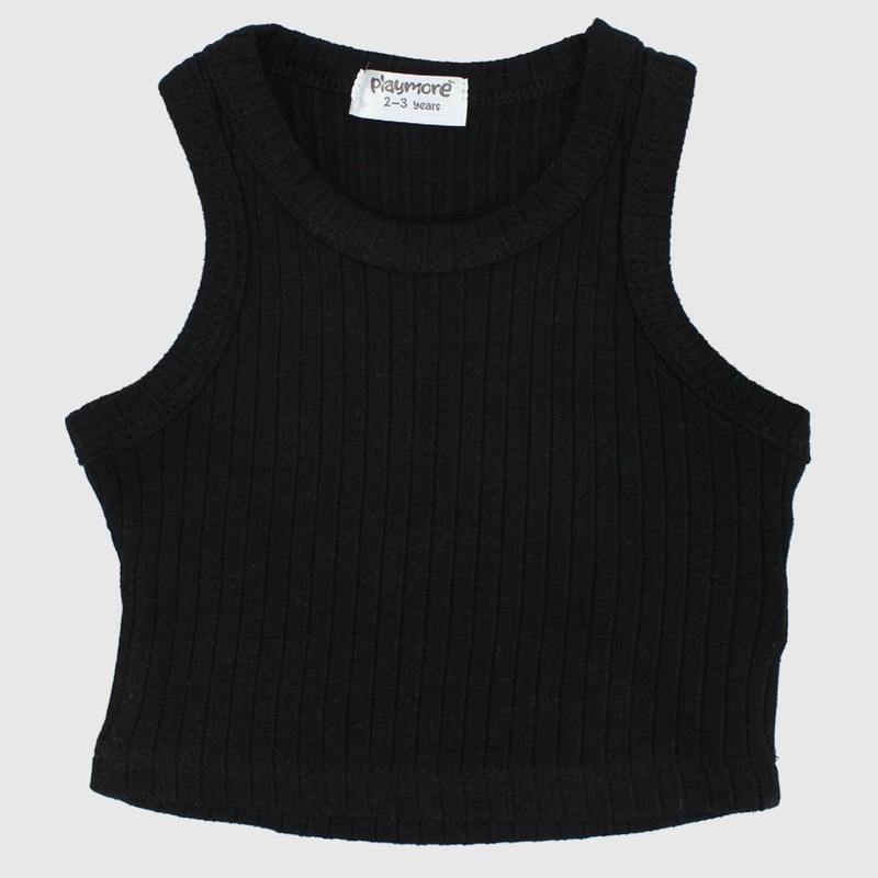 Black Cropped Ribbed Tank Top