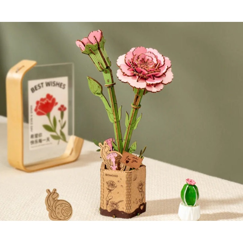 Pink Carnation Wooden Bloom Craft Kit