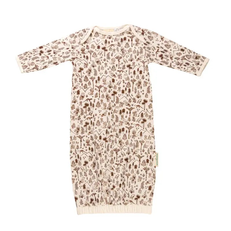 Woolbabe – Merino/Organic Cotton Gown – Limited Edition – Natural Bark Wilderness