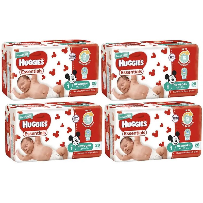 Huggies Essentials Value Box – Size 1 (up to 5 kg) 112 Nappies