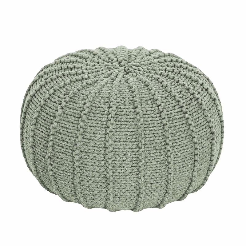 Knitted Pouffe, Small | LIGHT OLIVE
