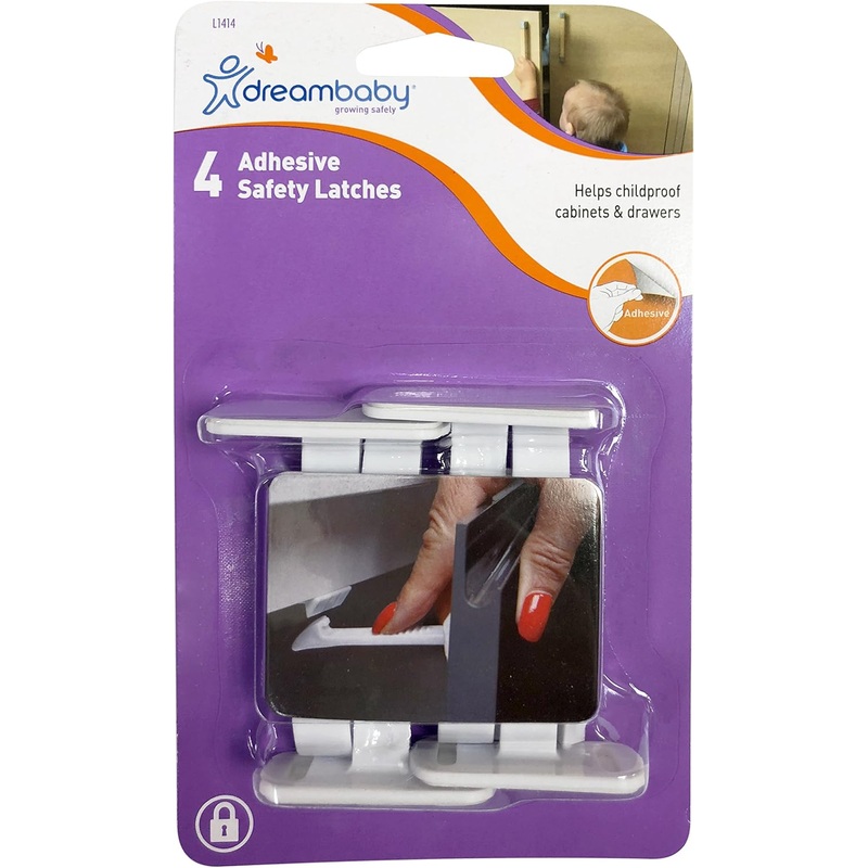 Dreambaby Adhesive Safety Latches, Regular, 4 Pack