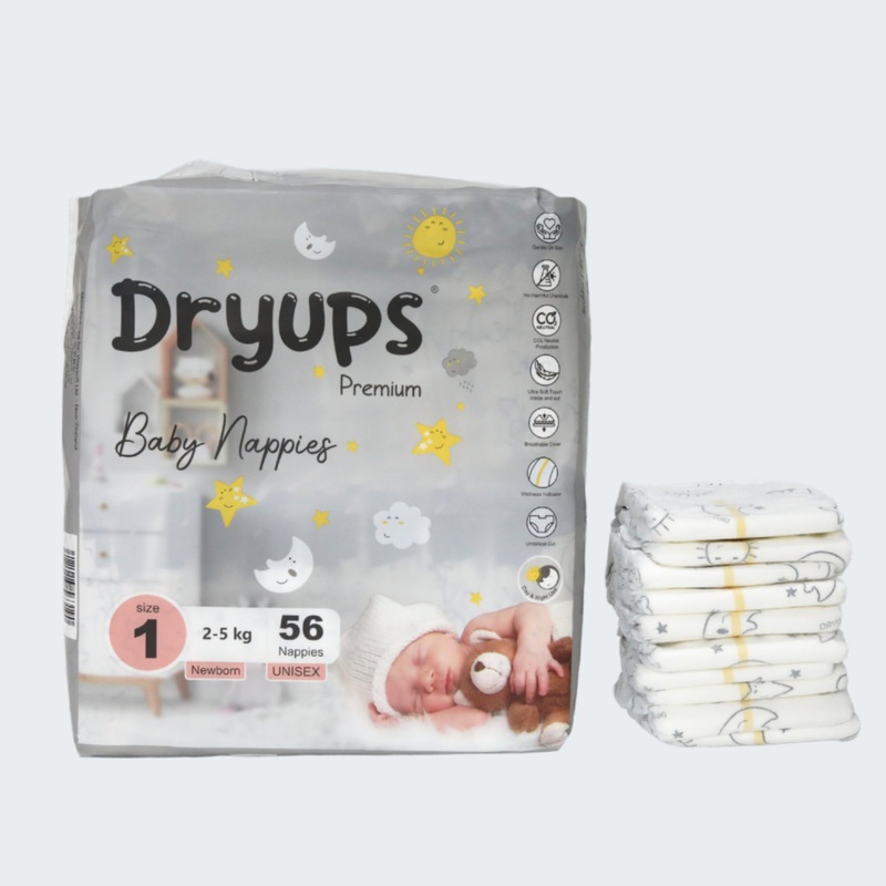Dryups Premium Nappies Unisex Size 1 Newborn (2-5kg)