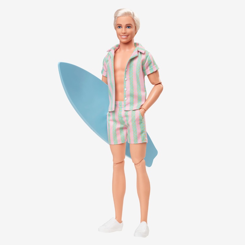Ken Doll Wearing Pastel Striped Beach Matching Set  Barbie The Movie