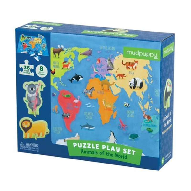 Mudpuppy Puzzle Play Set | Animals of the World 36 pieces