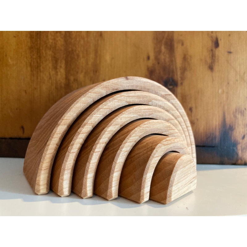 Wooden Toy – TUNNEL in 6 pieces of NATURAL WOOD, small size