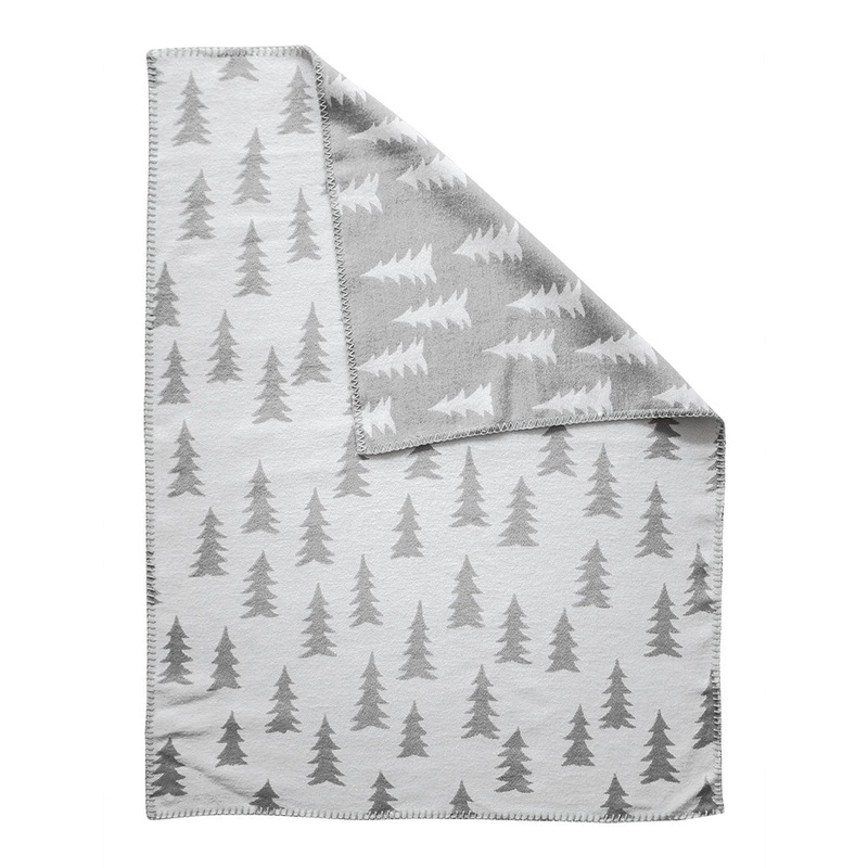 Fine Little Day Gran Woven Child Blanket | Grey/White with White Trim