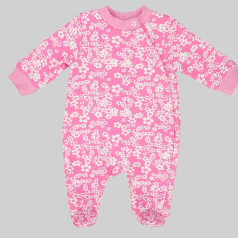 Floral Long-Sleeved Baby Footie