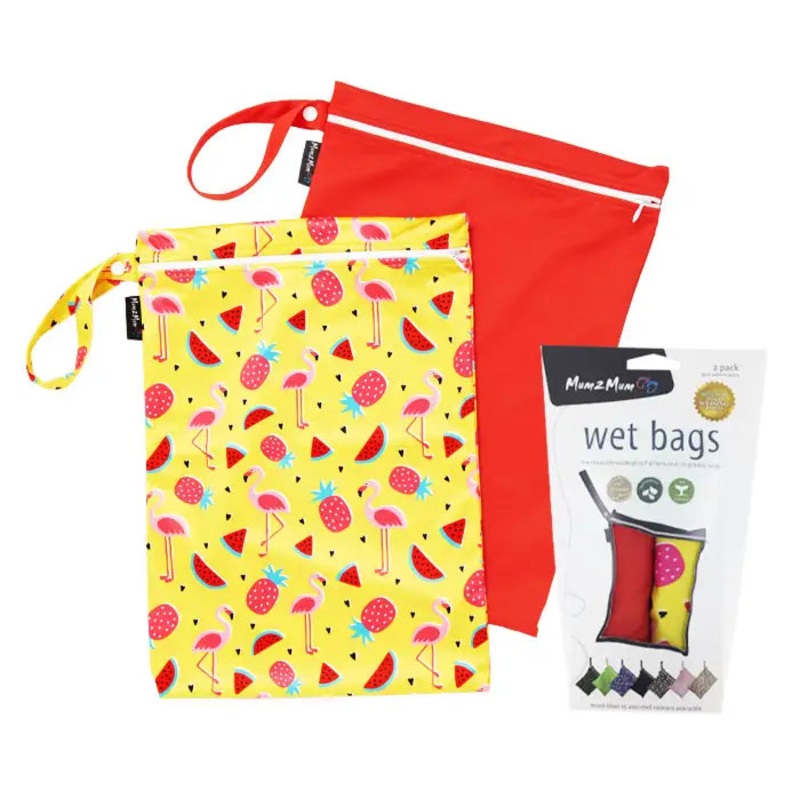 Mum2Mum Wet Bags Twin Pack – FLAMINGO/RED
