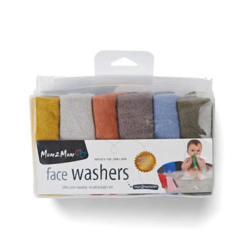 Mum2Mum Face Washers (Pack of 6) EARTH