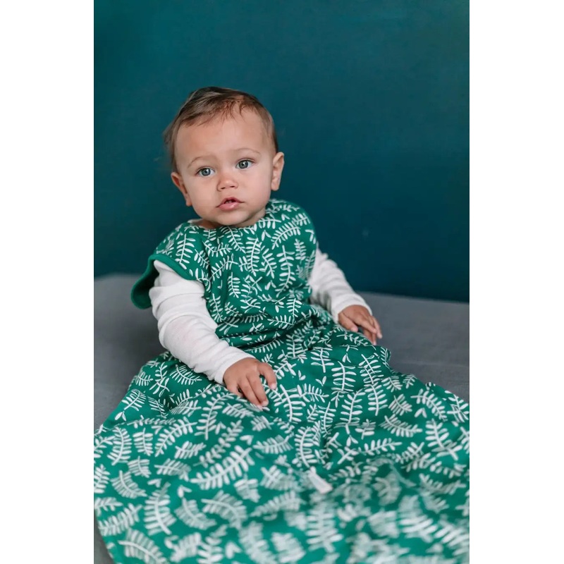 Woolbabe 3-Seasons Front Zip Sleeping Bag  – Forest Leaves: 2-4 Years
