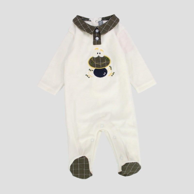 Checkered Froggy Long-Sleeved Baby Footie