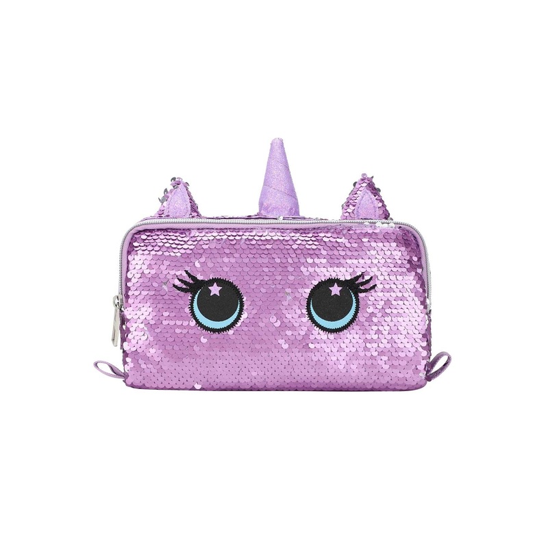 Cubs Cute Purple Unicorn Sequin Pencil Case