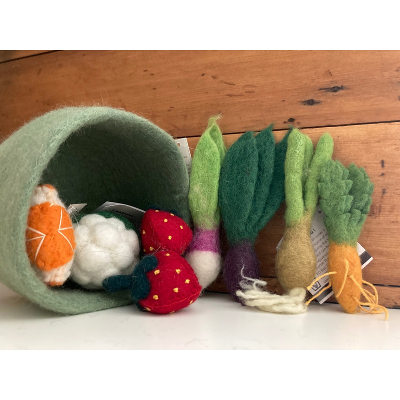Kitchen Play Food – Wool Felted FRUIT AND VEGETABLE BOWL Set, Medium size