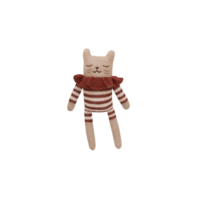 Kitten Knitted Toy in Sienna Striped Romper